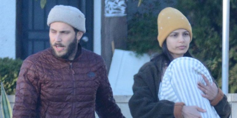 Freida Pinto and Cory Tran’s first walk with their baby Rumi-Ray